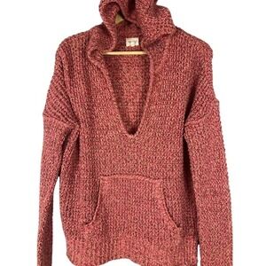 Aritzia Wilfred Free Knit Hoodie Pullover Deep V Neck Pocket Sweater Size Medium
